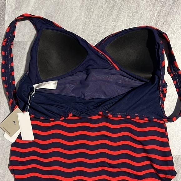 Tommy Bahama Sea Swell V Neck Faux Wrap One Piece Swimsuit, Air Kiss Red size 14 - Picture 4 of 6